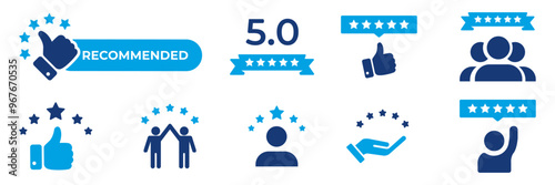 5 star rate. Feedback from the client. Five stars customer product rating. Vector illustration