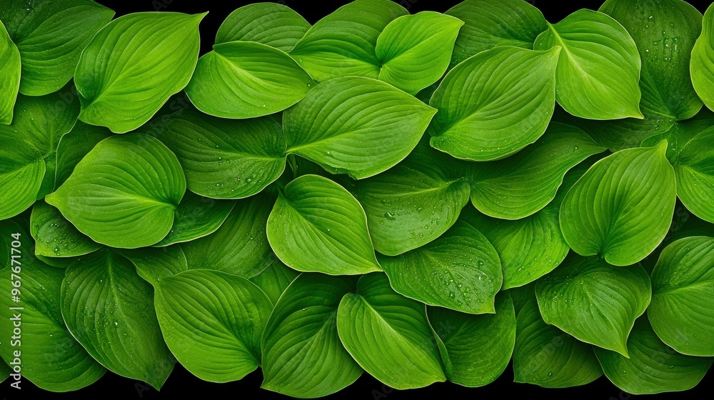 Lush Green Leaves with Water Droplets