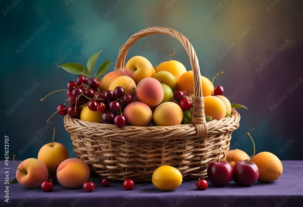 Freshness and variety of healthy fruits on wooden table generated by artificial intelligence Freshness and variety of healthy fruits on wooden table generated by artificial intelligence