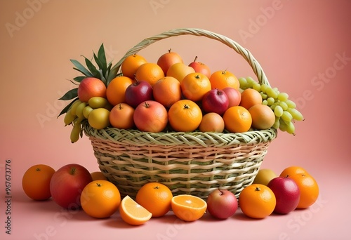 Freshness and variety of healthy fruits on wooden table generated by artificial intelligence