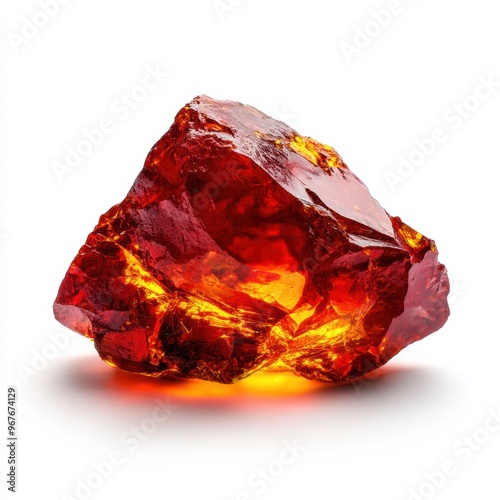 A stunning red amber stone showcasing unique textures and a glowing appearance, perfect for jewelry and natural decor. photo