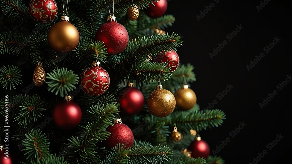 Obraz premium A Christmas greeting card Christmas border with copy space festive background