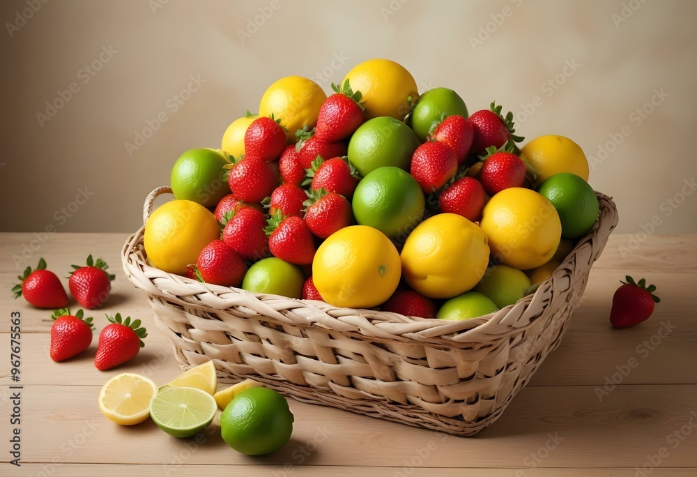 Freshness and variety of healthy fruits on wooden table generated by artificial intelligence Freshness and variety of healthy fruits on wooden table generated by artificial intelligence
