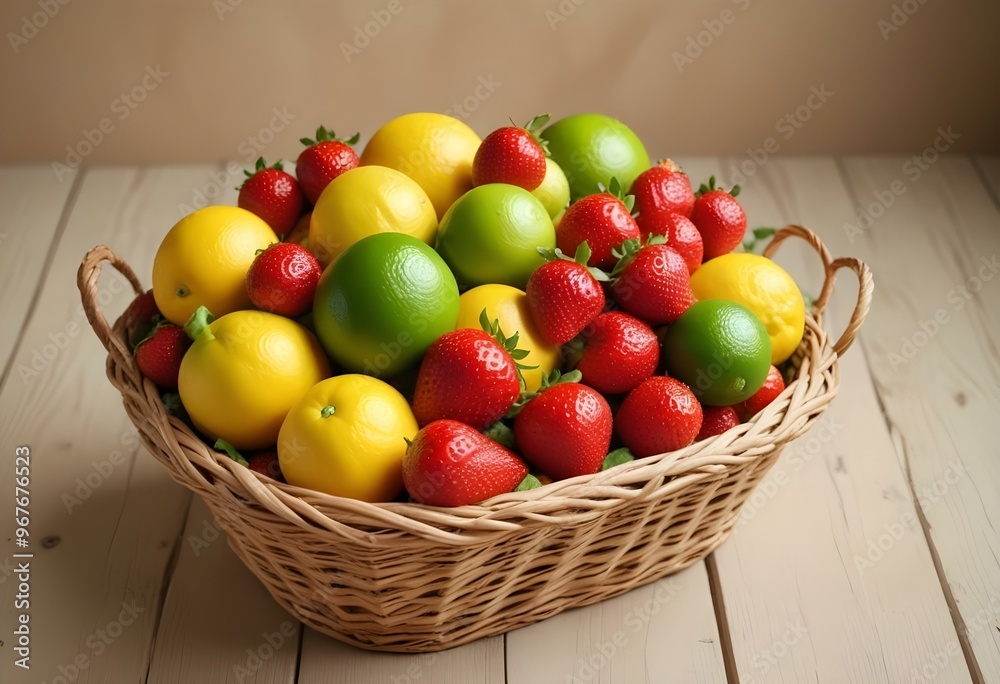 Freshness and variety of healthy fruits on wooden table generated by artificial intelligence Freshness and variety of healthy fruits on wooden table generated by artificial intelligence