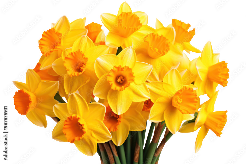Daffodil flowers arranged in a symmetrical pattern isolated on white background Daffodil flowers arranged in a symmetrical pattern isolated on white background