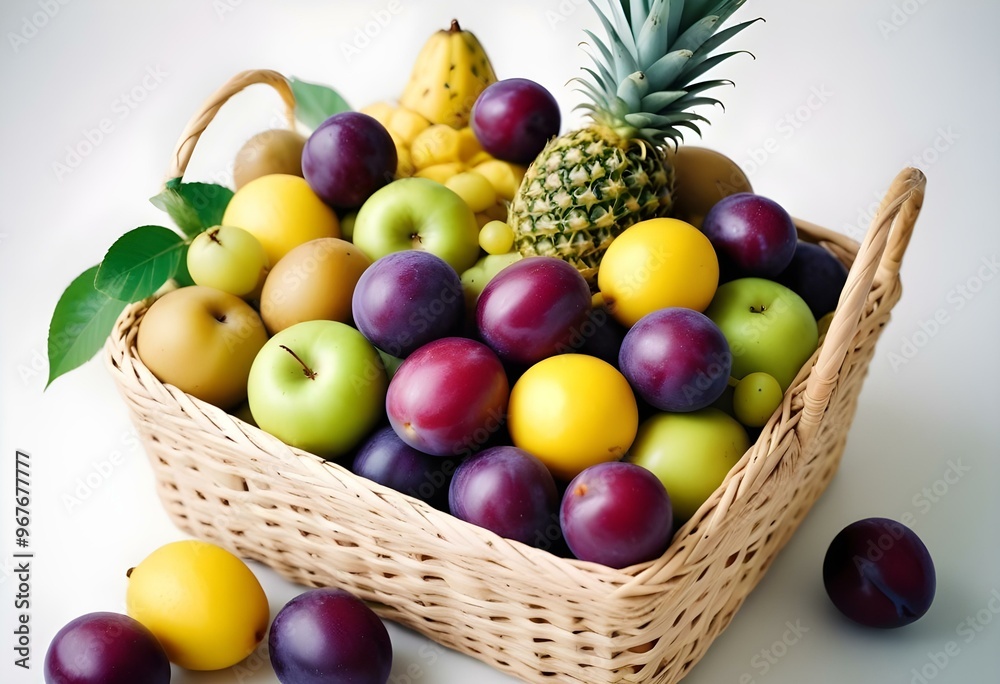 Freshness and variety of healthy fruits on wooden table generated by artificial intelligence Freshness and variety of healthy fruits on wooden table generated by artificial intelligence