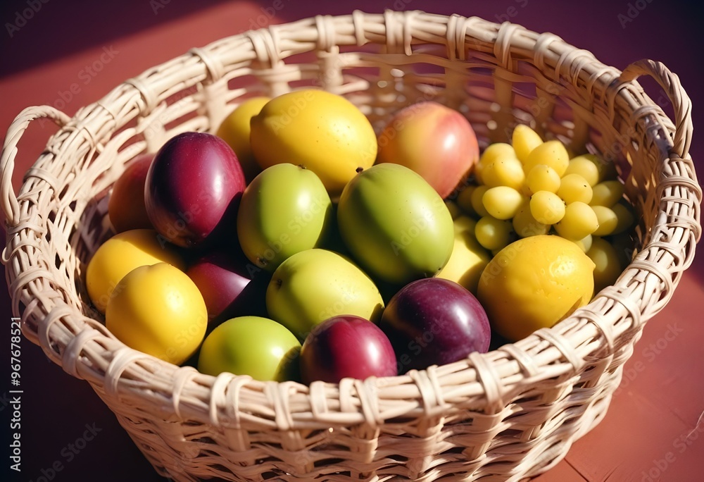 Freshness and variety of healthy fruits on wooden table generated by artificial intelligence Freshness and variety of healthy fruits on wooden table generated by artificial intelligence