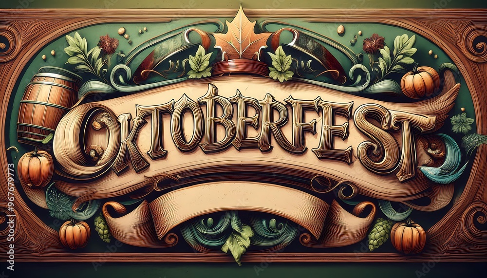 Φωτογραφία Vintage Oktoberfest Calligraphy - old world style, featuring ornate and slightly distressed lettering reminiscent of early 20th-century German signs