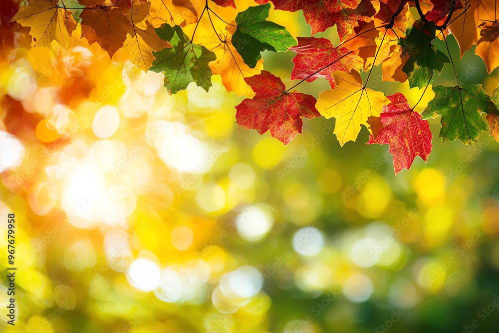 Vibrant autumn leaves create a warm, colorful backdrop, capturing the essence of fall with bright red, orange, and yellow hues. Vibrant autumn leaves create a warm, colorful backdrop, capturing the essence of fall with bright red, orange, and yellow hues.