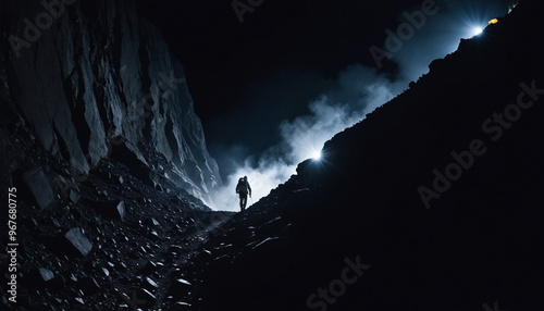 Mountain Unknowns in Cloudy Summer: The Trailblazer's Trip Immersed in Landslide photo