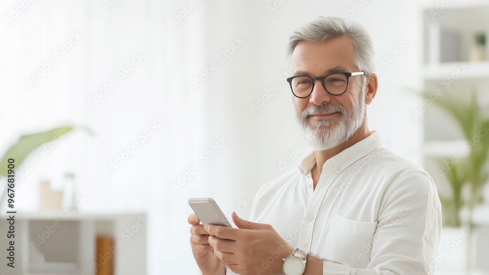 Smiling older man in a bright room using a smartphone, representing tech-savvy senior lifestyle and connectivity, with copy space, selective focus
Smiling older man in a bright room using a smartphone, representing tech-savvy senior lifestyle and connectivity, with copy space, selective focus