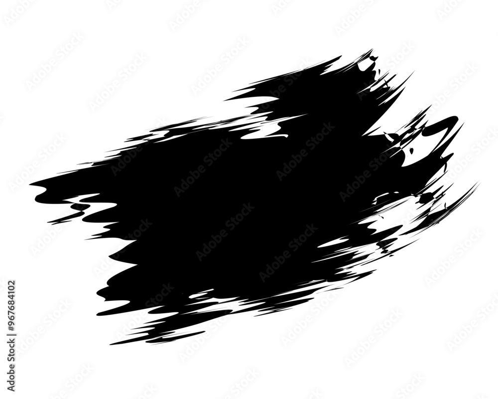 Naklejka premium Black Ink Paint Brush Stroke Frame Isolated On White Background. Vector Illustration