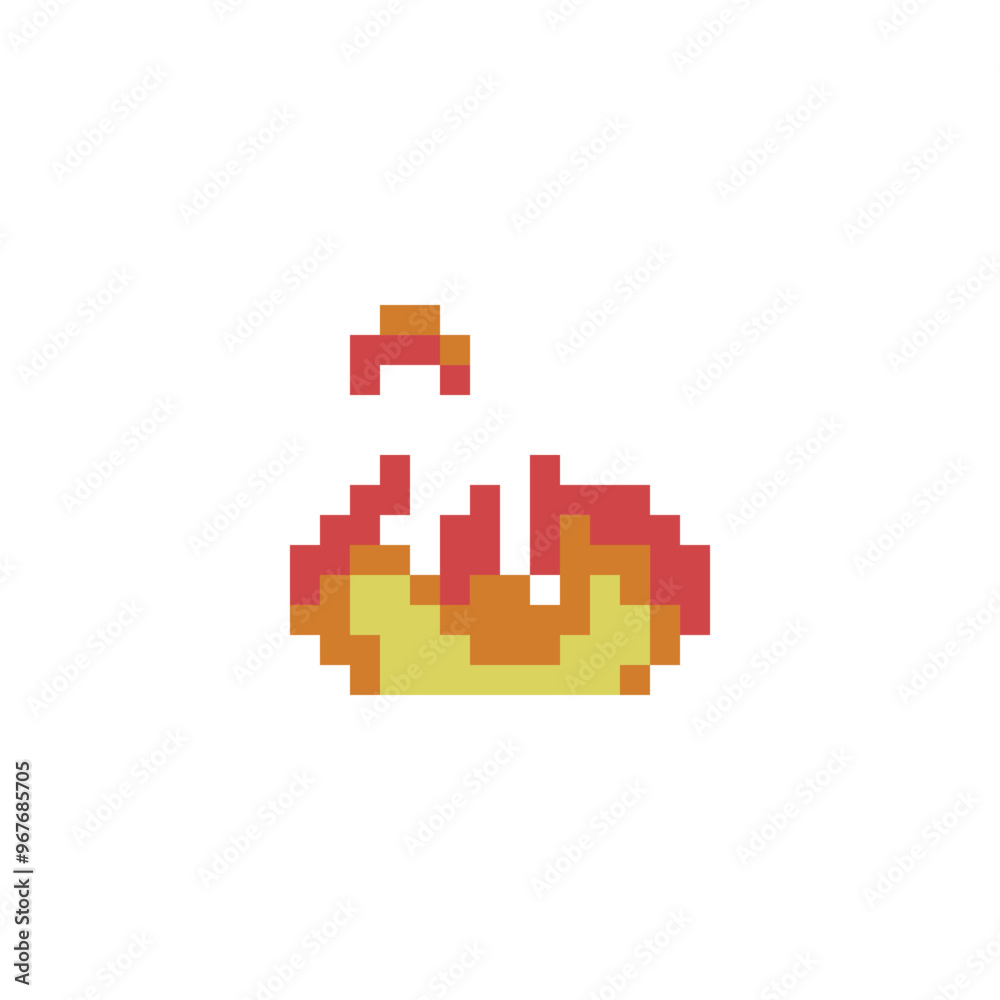 Pixel art fire icon. Knitted design. Isolated vector illustration. 8-bit sprite. Old school computer graphic style. Pixel art fire icon. Knitted design. Isolated vector illustration. 8-bit sprite. Old school computer graphic style.