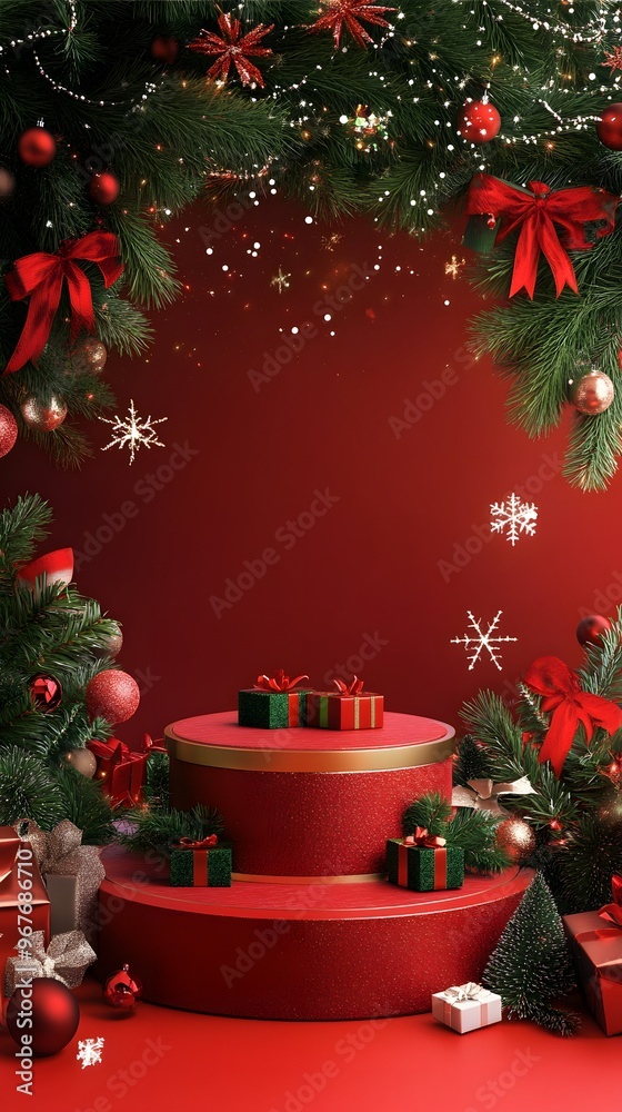 product podium stand with christmas theme background product podium stand with christmas theme background