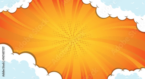 Abstract colorful comic panel background.