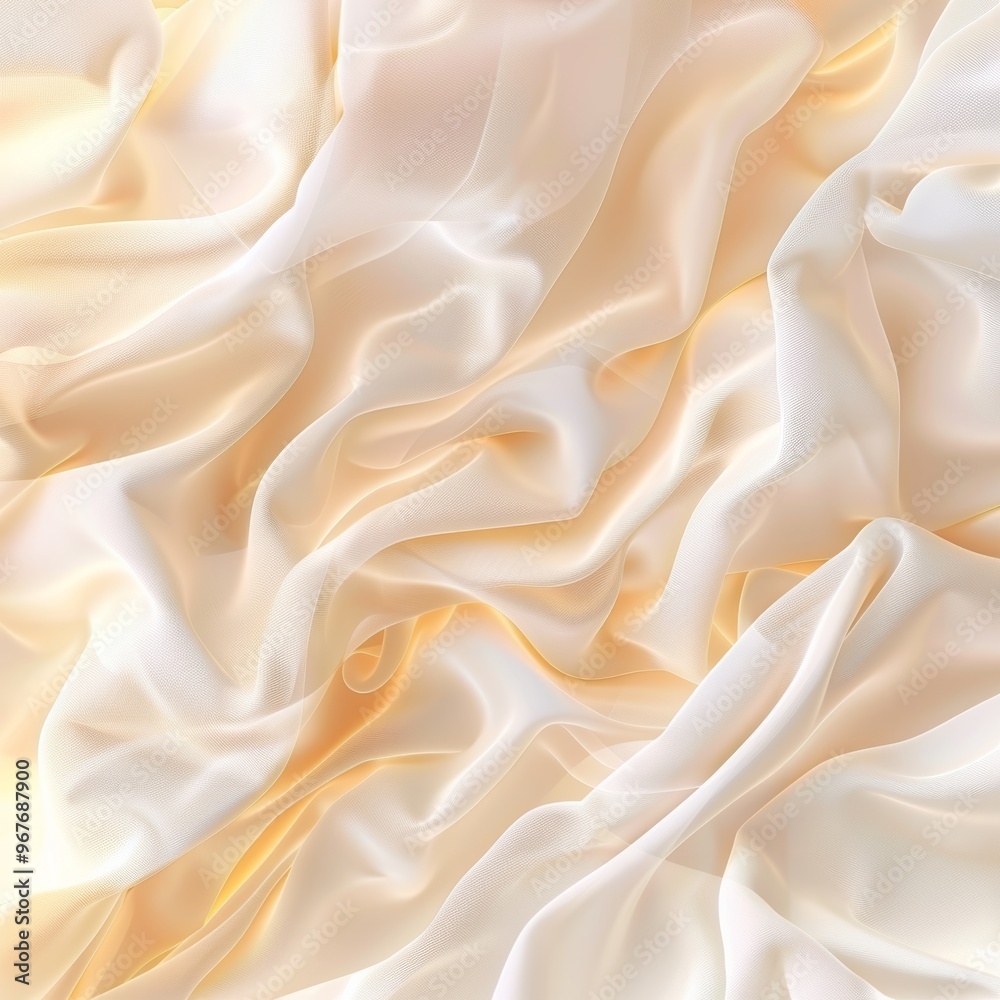 Fototapeta premium Flowing White Fabric Texture, Abstract Background with Soft Waves, Minimalist Design Element