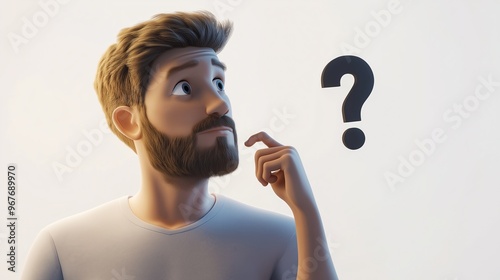 Animated Man Thinking with a Question Mark