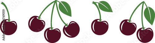 Cherry logo. Isolated cherry on white background