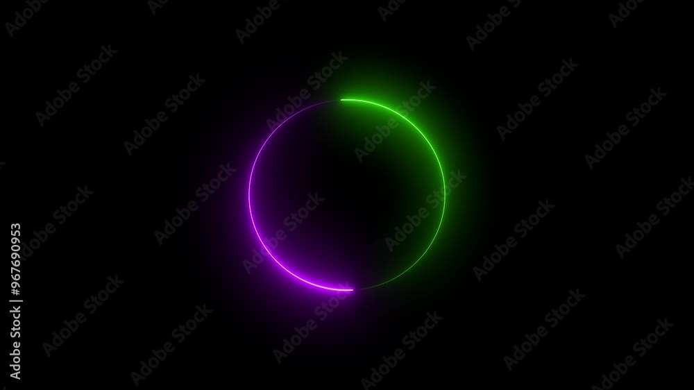 Bright neon line circle icon black background. 4k animation video Bright neon line circle icon black background. 4k animation video