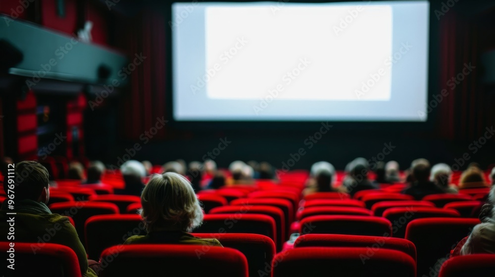 A dimly lit movie theater filled with an audience captured in anticipation during a film screening, evoking a shared cinematic experience. A dimly lit movie theater filled with an audience captured in anticipation during a film screening, evoking a shared cinematic experience.