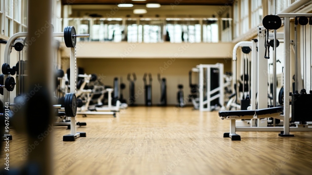 Empty Gym with Exercise Machines Empty Gym with Exercise Machines