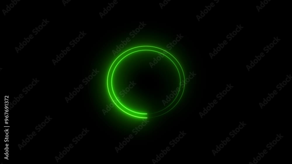 glowing green color neon line circle icon black background. 4k animation video glowing green color neon line circle icon black background. 4k animation video