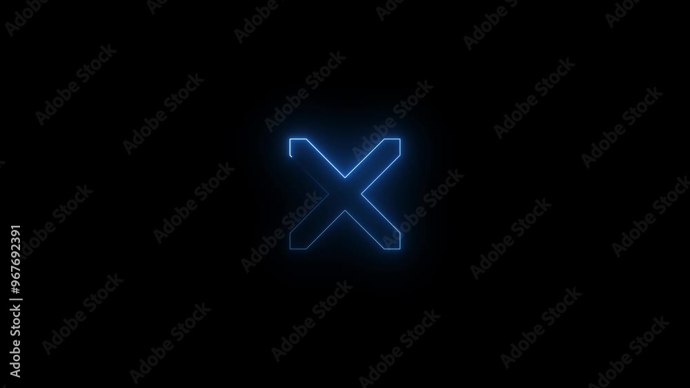 Blue glowing neon line x mark, cross circle icon isolated on black background. Check the cross mark icon. 4K animation videos that are used to denote prohibitio Blue glowing neon line x mark, cross circle icon isolated on black background. Check the cross mark icon. 4K animation videos that are used to denote prohibitio
