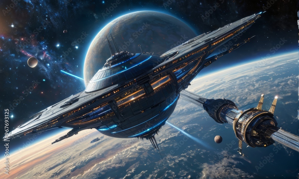 Futuristic Space Station Orbital Craft Futuristic Space Station Orbital Craft