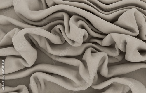 Elegant drapery of delicate beige fabric.