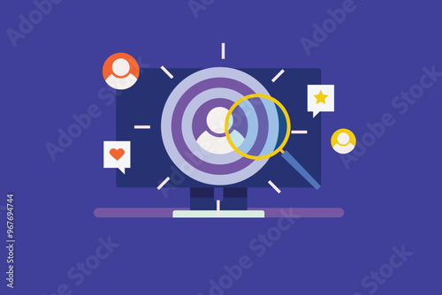 Audience Targeting on social media, target audience strategy,  Targeting right audience for business promotion, Digital advertising concept. 
