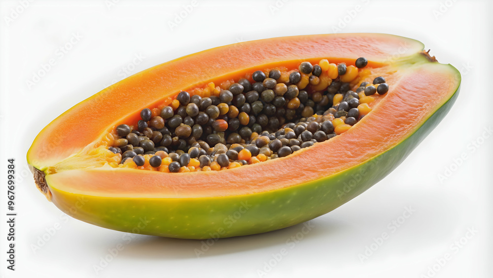 Ripe papaya fruit with seeds on alpha background, papaya, ripe, fruit, seeds, tropical, fresh, organic, half, whole, sweet Ripe papaya fruit with seeds on alpha background, papaya, ripe, fruit, seeds, tropical, fresh, organic, half, whole, sweet