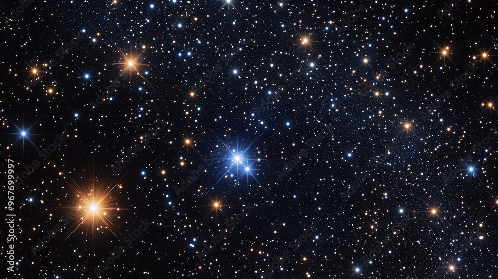 Fototapeta premium Constellations of stars shining brightly against a pitch-black night, perfect for a stargazing scene.