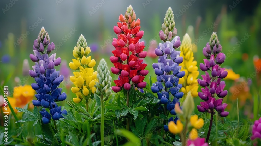 Colorful Lupine Flowers in a Meadow Colorful Lupine Flowers in a Meadow