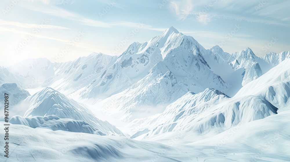 Breathtaking snow-covered mountain peaks under bright blue sky, creating a serene winter landscape perfect for nature enthusiasts. Breathtaking snow-covered mountain peaks under bright blue sky, creating a serene winter landscape perfect for nature enthusiasts.