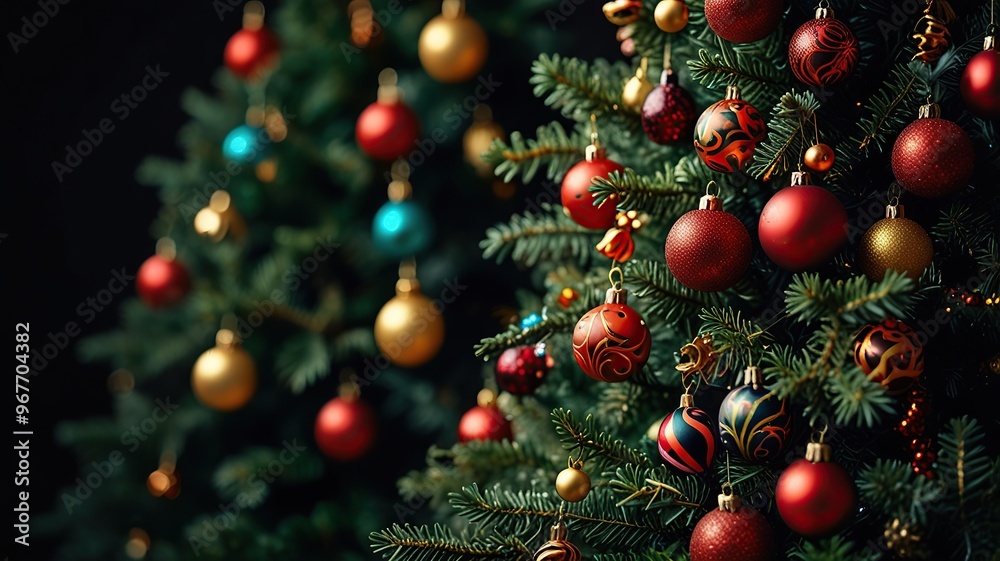 Fototapeta premium New Free Close-up on a beautifully decorated Christmas tree best Background 