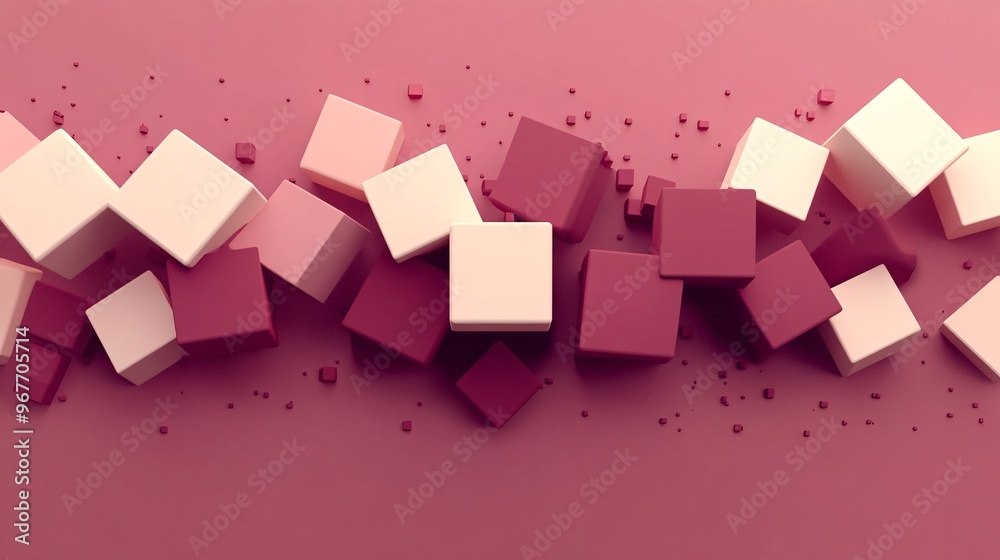 Dynamic 3D geometric design with abstract cubes and pyramids Layered ...