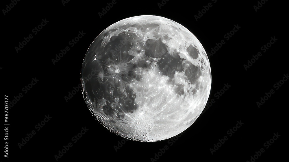 Obraz premium A detailed view of the moon showcasing its craters and surface texture.