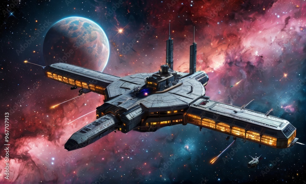 Fototapeta premium Galactic Outpost cosmic Nebula