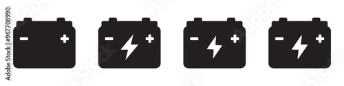 Car battery icon. Car accumulator icon. Auto battery icon.