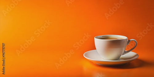 Coffee cup on orange background, coffee, cup, drink, hot, beverage, orange, background, aroma, refreshment, morning, caffeine