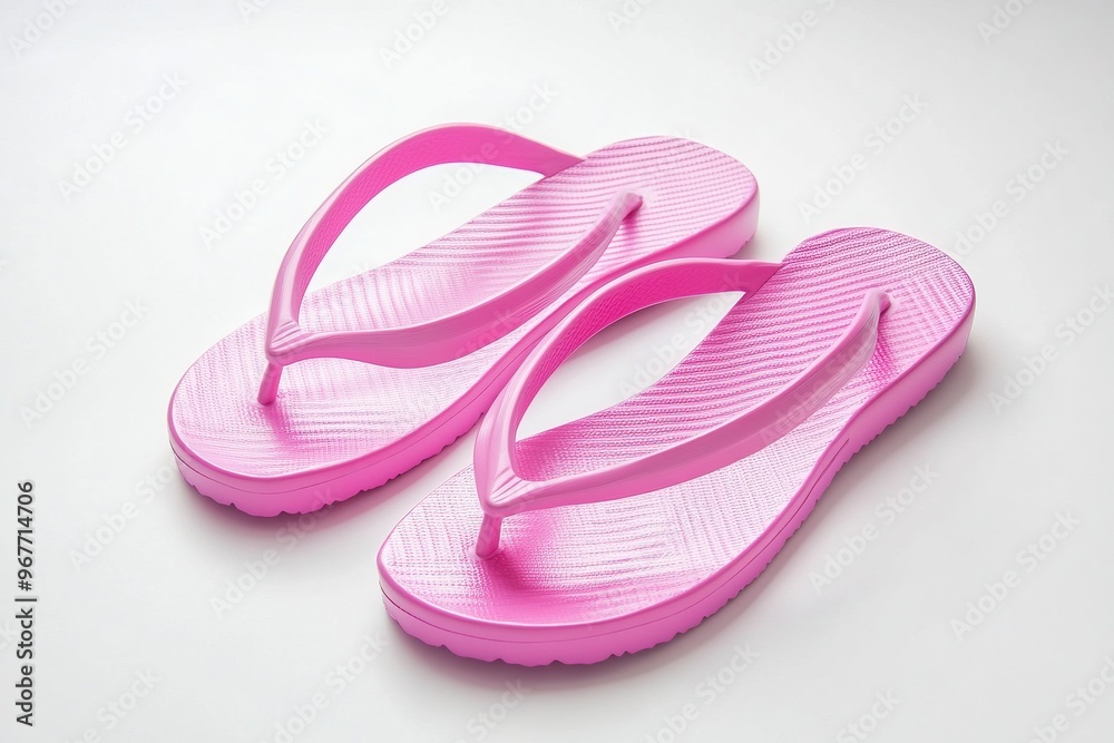 Pink female flip flops on white background. Pink female flip flops on white background.