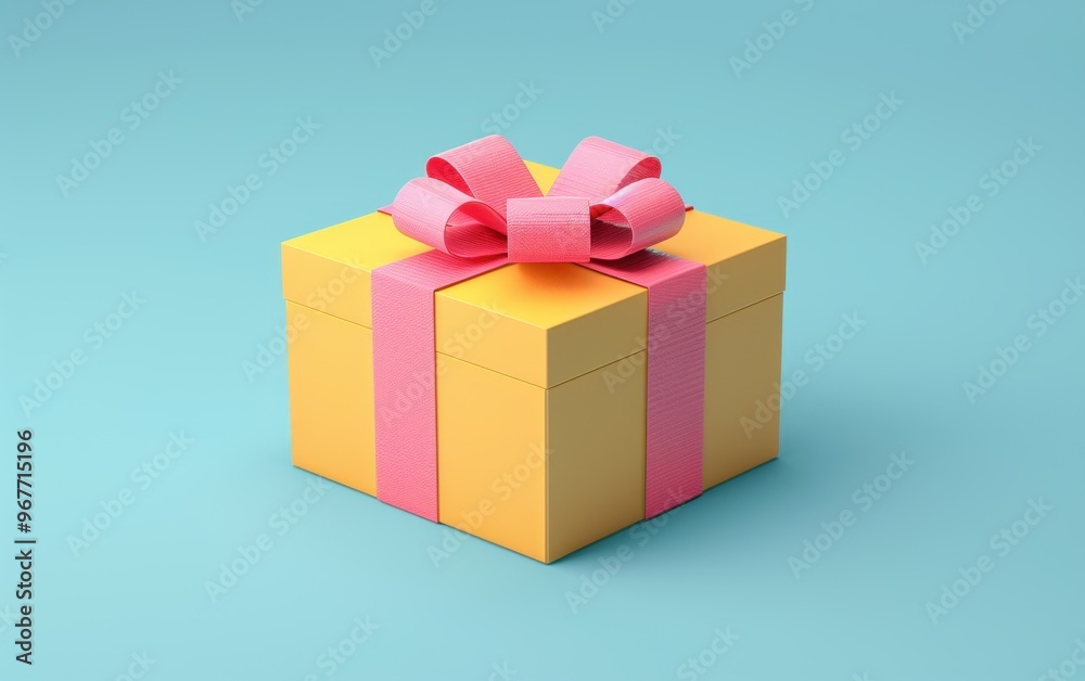 Yellow Gift Box with Pink Bow Yellow Gift Box with Pink Bow