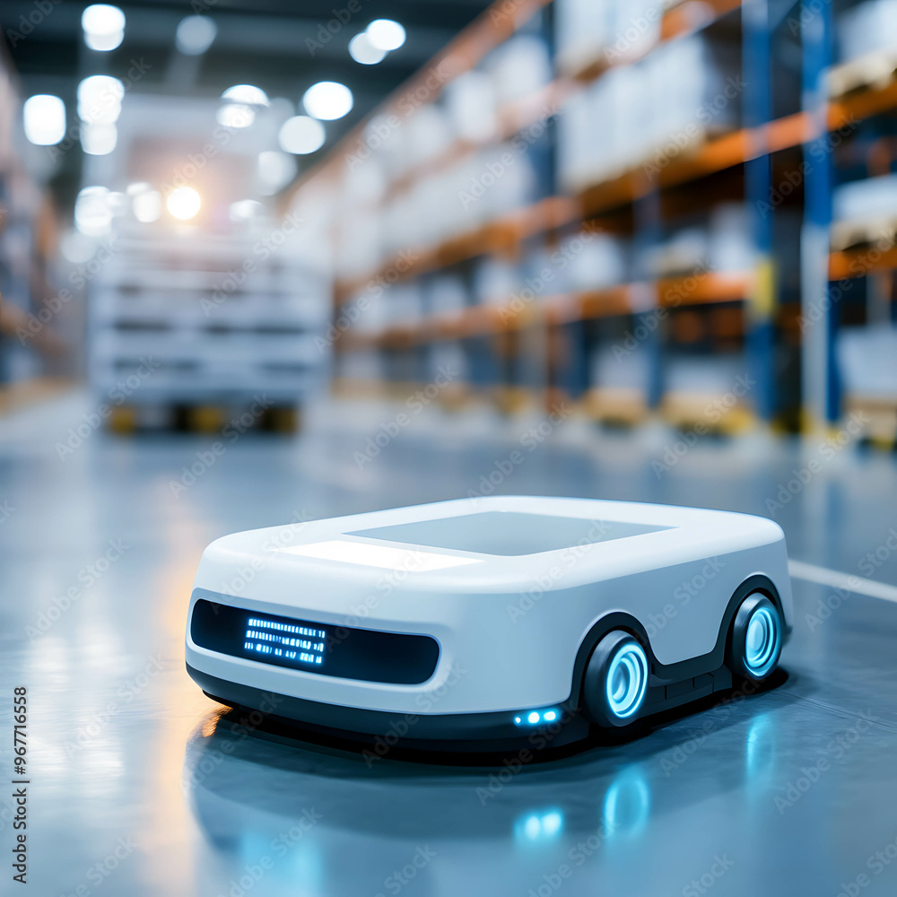 Efficient distribution and storage system. Using technology and robots or AI to help in warehouses and logistics concept. Efficient distribution and storage system. Using technology and robots or AI to help in warehouses and logistics concept.