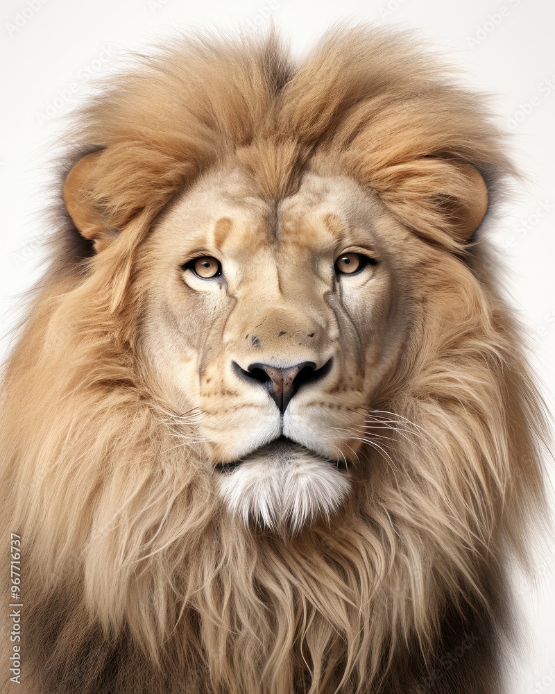 Fototapeta premium Majestic lion with a flowing mane, exuding strength and grace, a symbol of the wild and the king of the animal kingdom.
