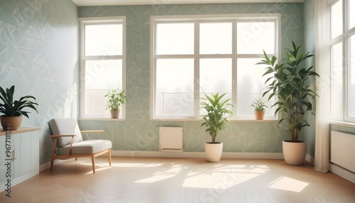 Photo interior modern design room 3d illustration;