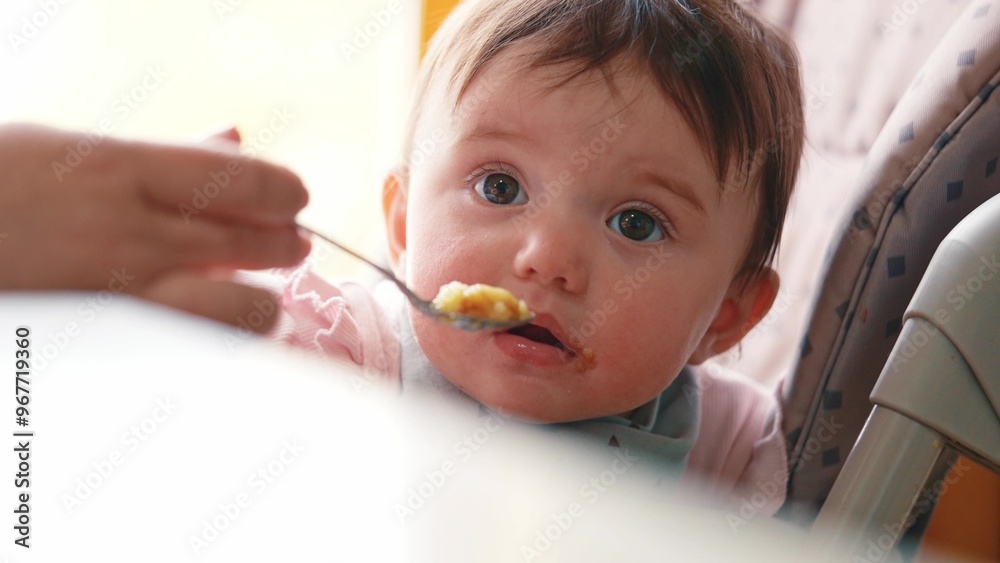 grimy baby eats from a spoon close-up. happy family kid dream concept. dirty baby close-up eats with a spoon. baby opens mouth eats mashed potatoes from a spoon lifestyle grimy baby eats from a spoon close-up. happy family kid dream concept. dirty baby close-up eats with a spoon. baby opens mouth eats mashed potatoes from a spoon lifestyle