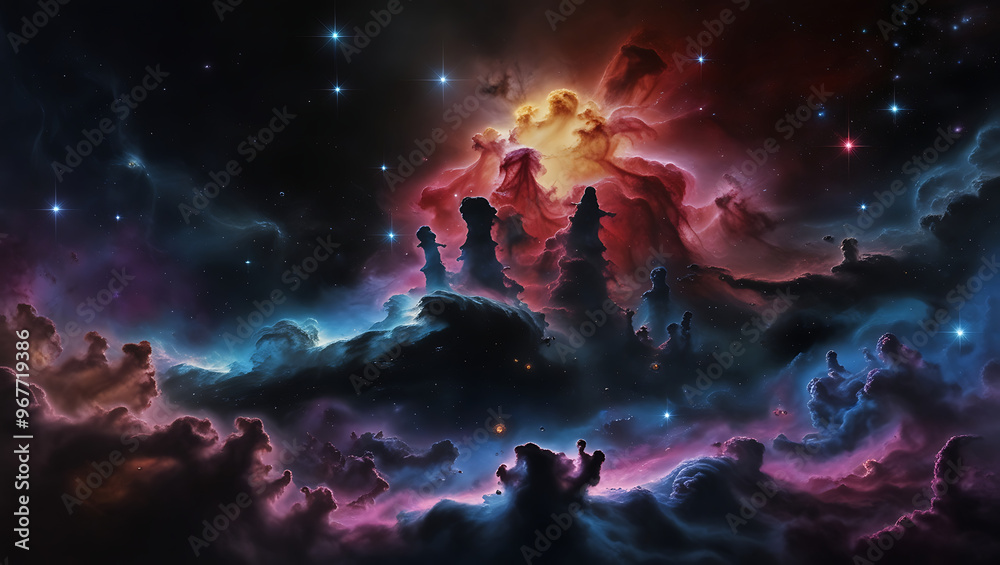 Obraz premium Stary night cosmos. Colorful space galaxy cloud nebula. Universe science astronomy. Supernova background wallpaper