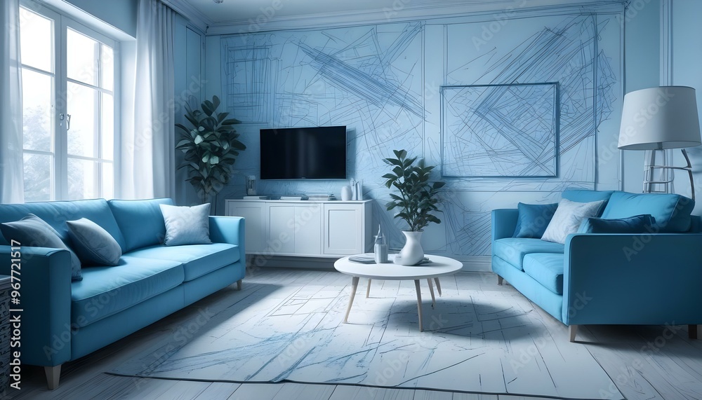 Photo interior modern design room 3d illustration; Photo interior modern design room 3d illustration;