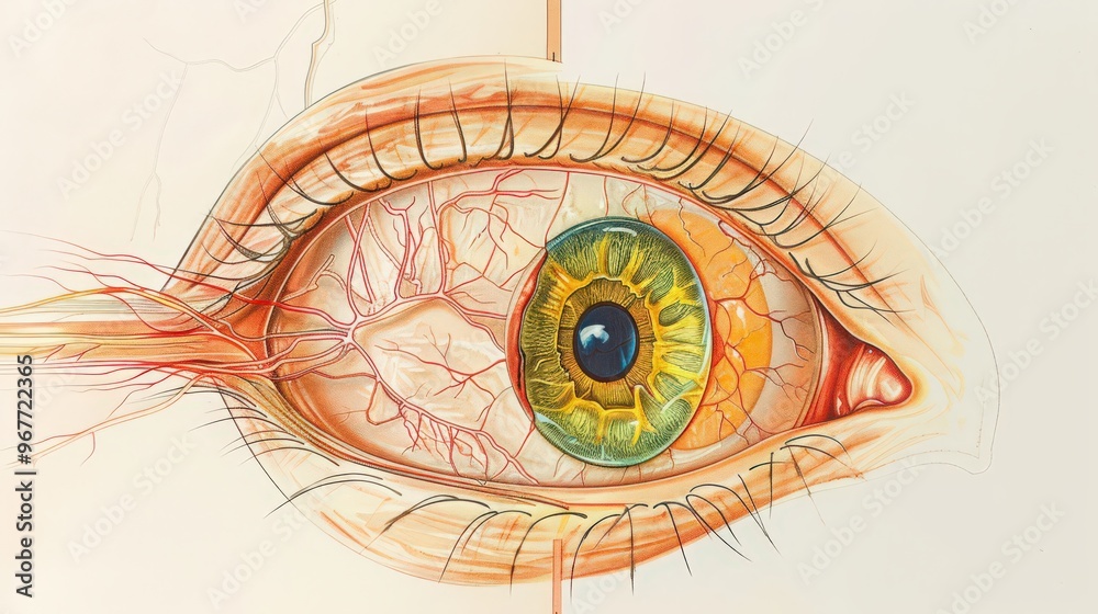 Cross-section of the human eye, illustrating the anatomy of the retina ...