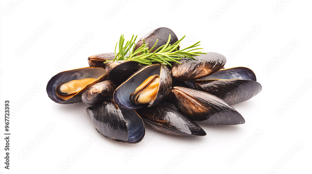 Fresh Mussels on White Background - High Quality Image Fresh Mussels on White Background - High Quality Image